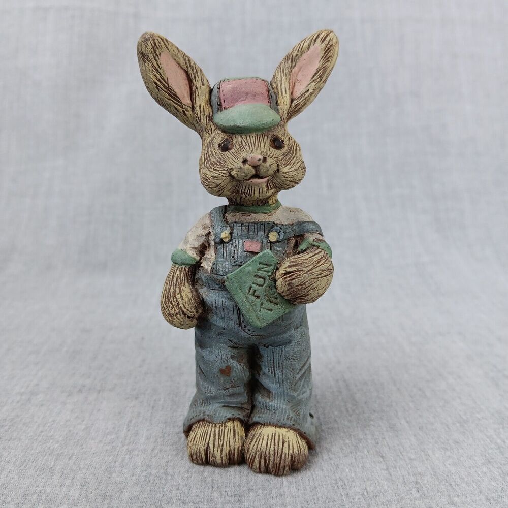 Sarah's Attic Herbie Bunny Rabbit Fun Time Figurine Collectible Resin Cottage